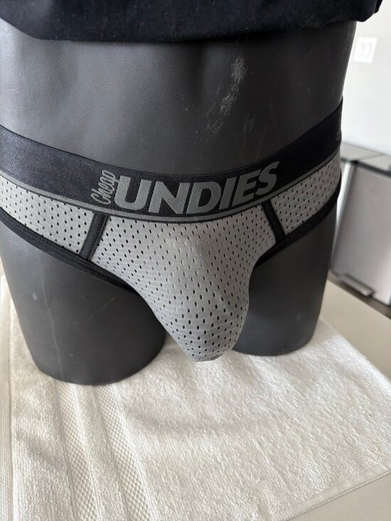 CheapUndies Other - Grey mesh jock brief with a wide logo waistband